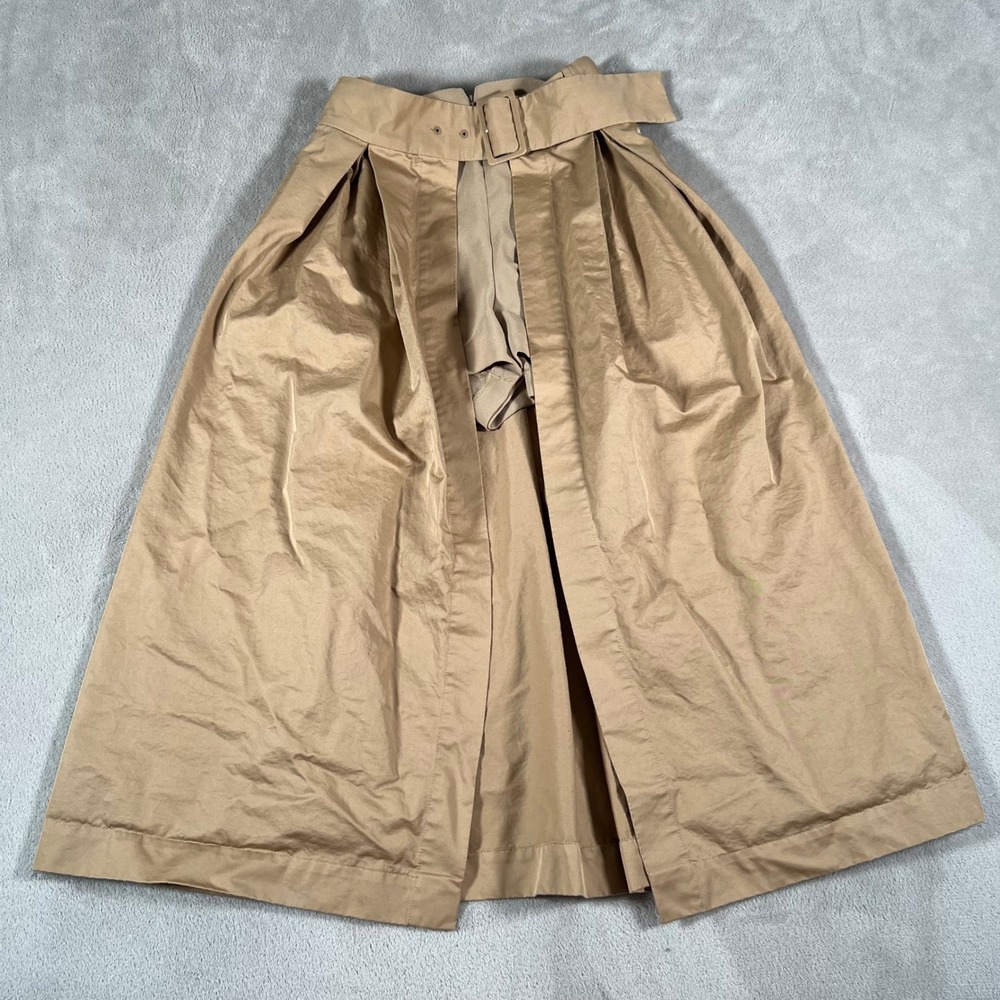 Sandro Paris Tan Belted Pleated Skort Midi Skirt Overlay Camel Women's Size 0